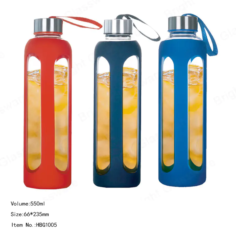 سعة 550 مل البورسليكات أفضل زجاجات المياه الزجاجية الخالية من BPA مع غطاء