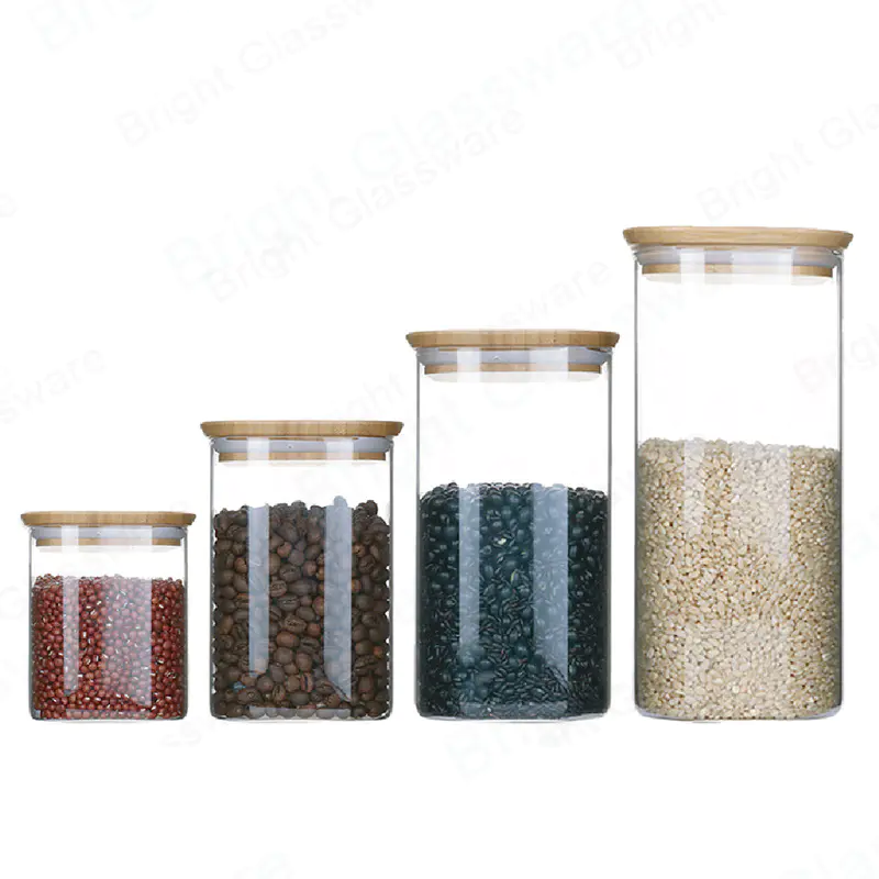 800ml 1100ml 1400ml 1900ml stackable airtight kitchen high borosilicate glass storage jar
