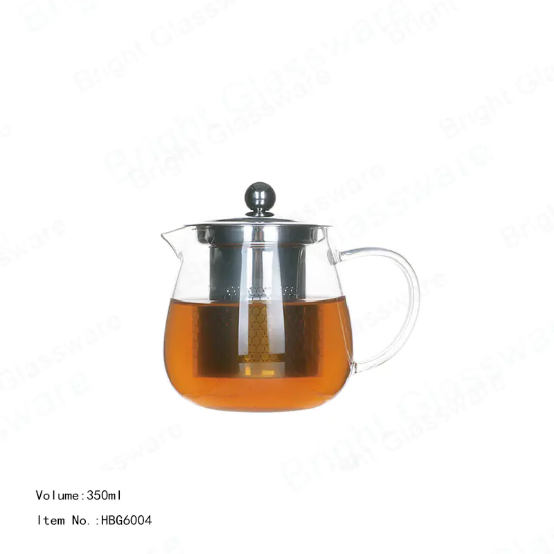 إبريق شاي زجاجي صغير 350 مل مقاوم للحرارة من البورسليكات ومصفاة