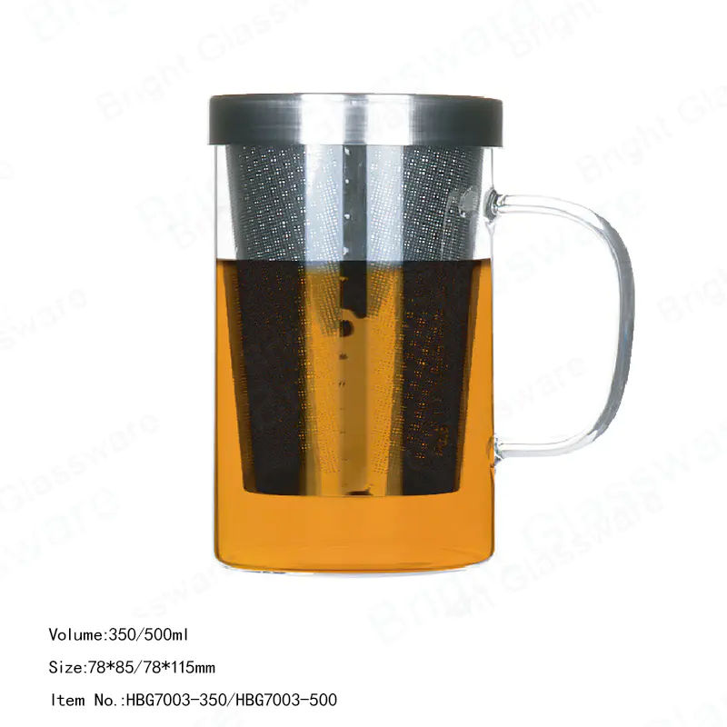 Tasse en verre de 12 oz de 17 oz avec tasse à thé en verre borosilicaté avec passoire et couvercle en acier inoxydable