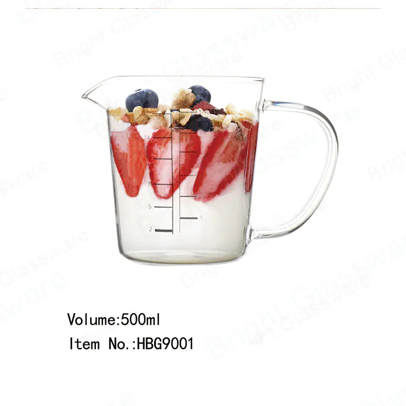 Food Grade Kitchen 500ml High Borosilicate Glass Measuring Cup with Spout 