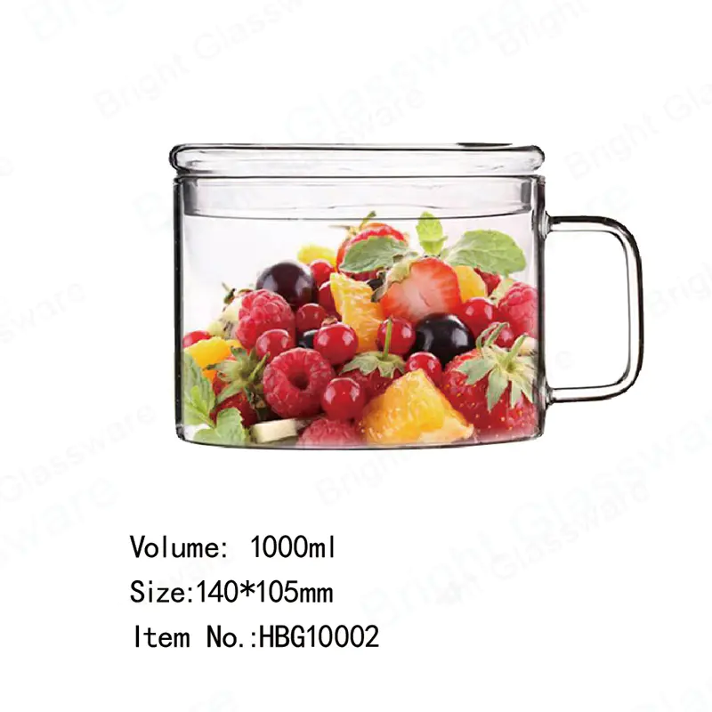 kitchenware clear pyrex tempered casserole pot high borosilicate glass cooking pot with lid and handle