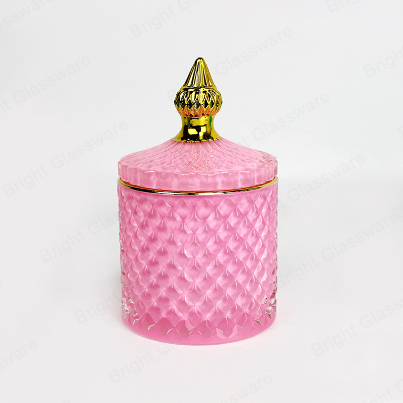Pink Crystal glass Lamp  home fragrance Diffuser golden color Metal CAP a wick 