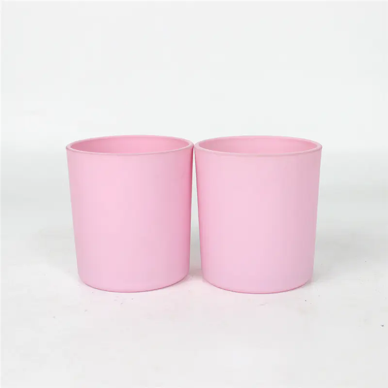 Venta al por mayor vacía de 6 oz de vidrio de color rosa mate frascos de velas para la decoración de la boda