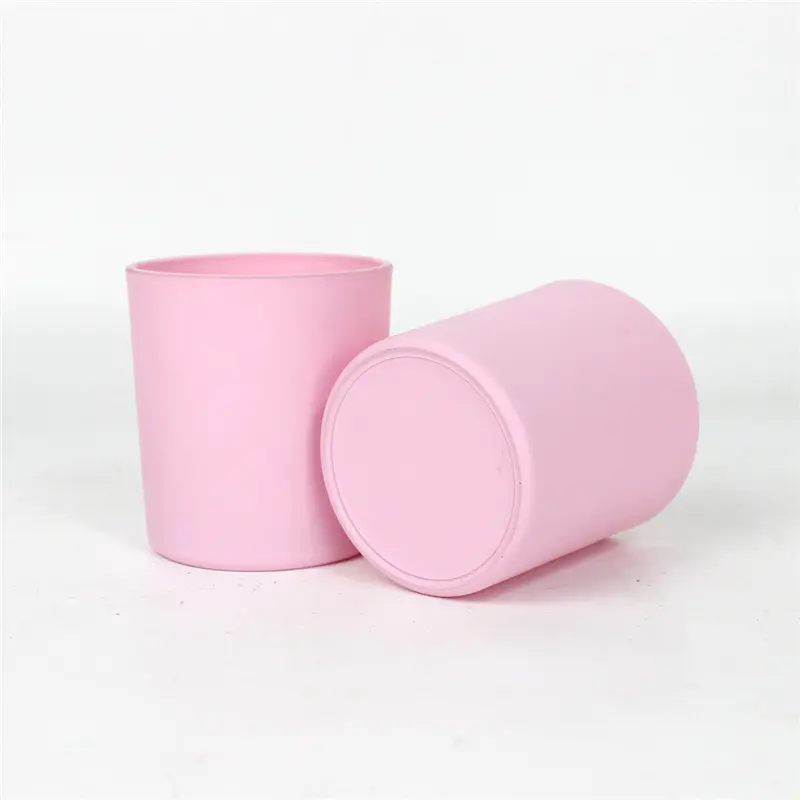 批发空的6盎司玻璃哑光粉红色蜡烛罐，用于婚礼装饰
