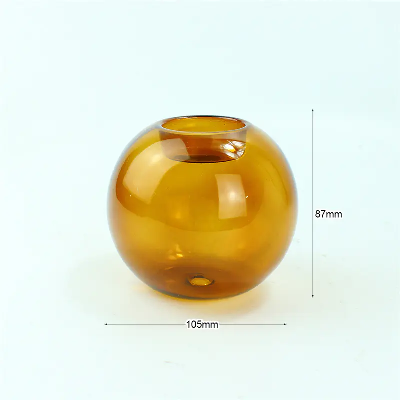 Lámpara de aceite de vidrio soplado en forma de bola tarta tealight candelabro de vidrio vela derretida quemador