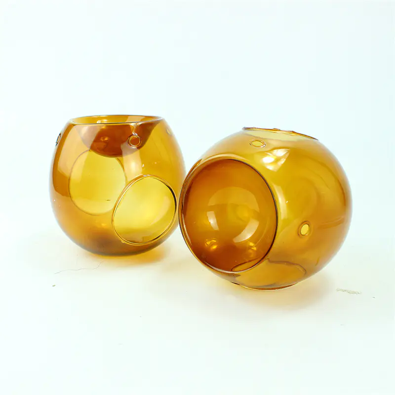 ボール型吹きガラスオイルランプタルトティーライトキャンドルホルダーガラスキャンドルメルトバーナー