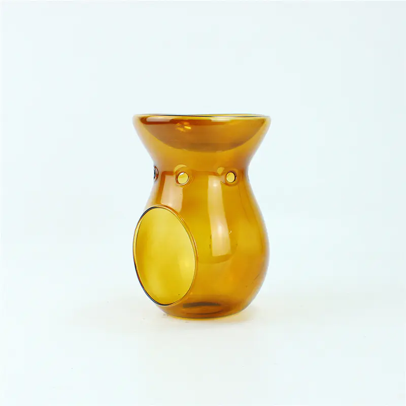 vidrio ámbar tealight vela quemador de cera aroma hogar fragancia vidrio calentador de aceite esencial