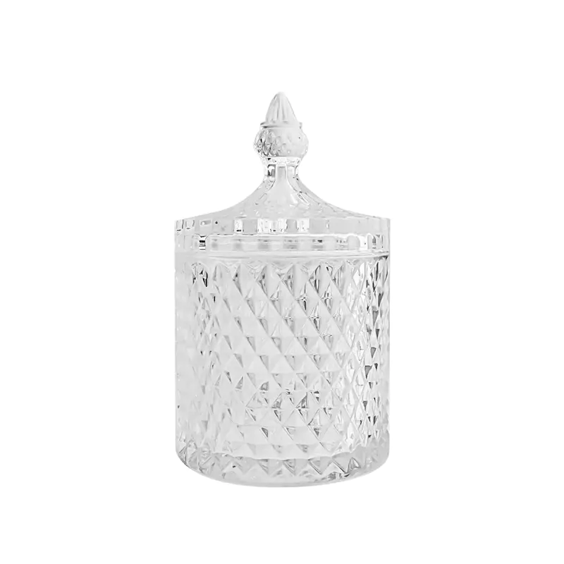Roman Style Crystal Glass Covered Storage Sugar Candy Jar Glass Jewelry Jar 