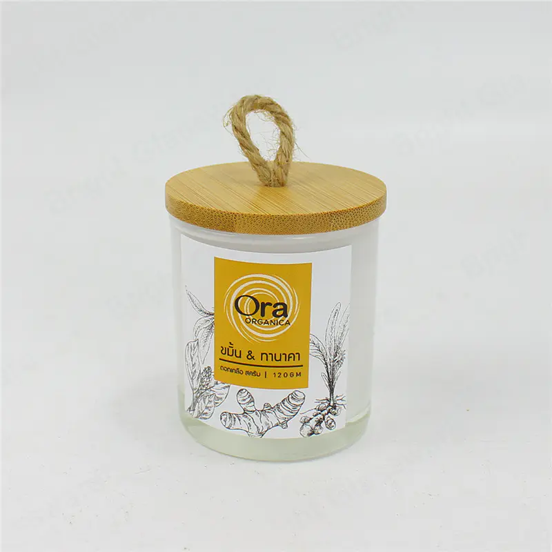 Étiquettes personnalisées récipients vides à bougies en verre blanc avec couvercles