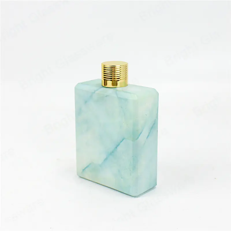 Причудливый роскошный пустой 100 мл мраморный узор квадратный стеклянный парфюмерный флакон