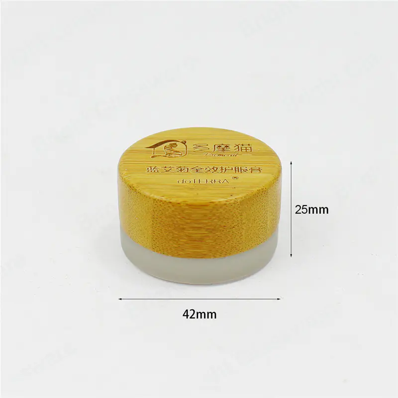 Vente en gros contenant cosmétique en verre vide pot de crème dépoli avec couvercle en bambou