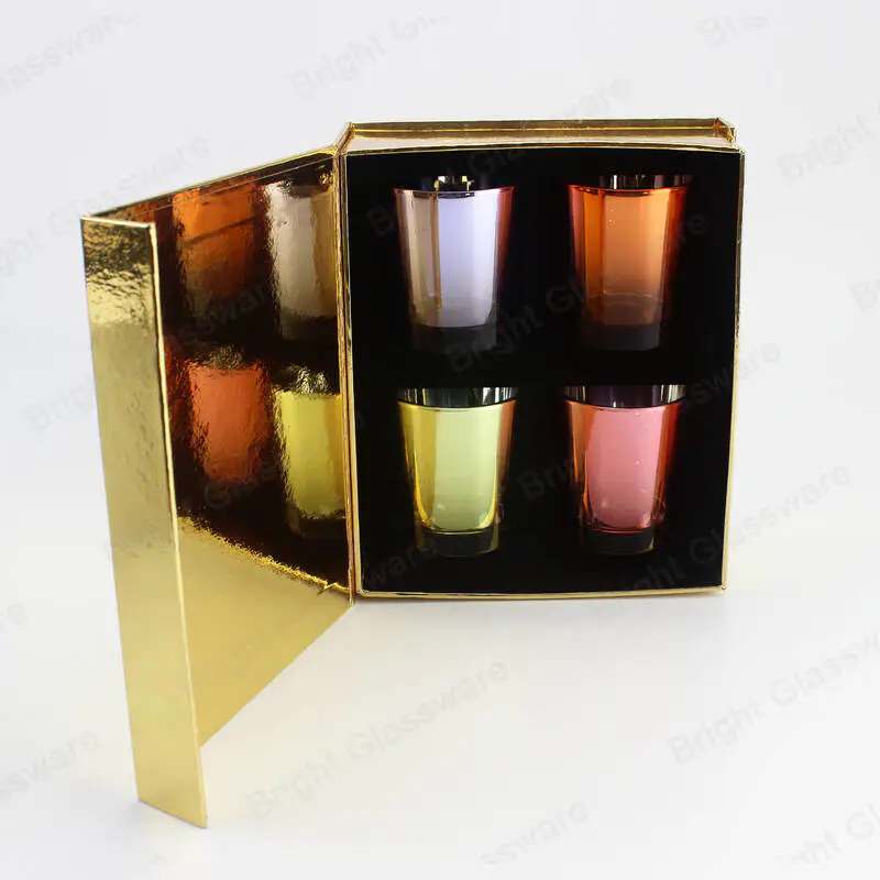 金色 4 件套茶灯磁性封口卡板蜡烛盒书形蜡烛盒