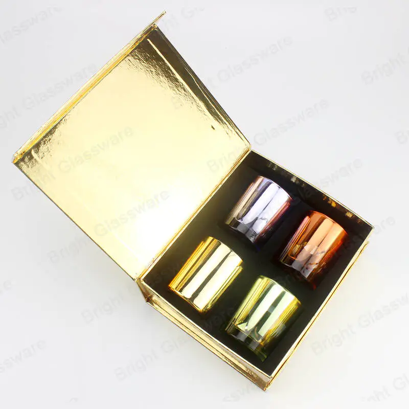 Couleur dorée 4pcs set tealight fermeture magnétique bougie en carton boîte cadeau boîte cadeau boîte à bougies en forme de livre boîtes à bougies