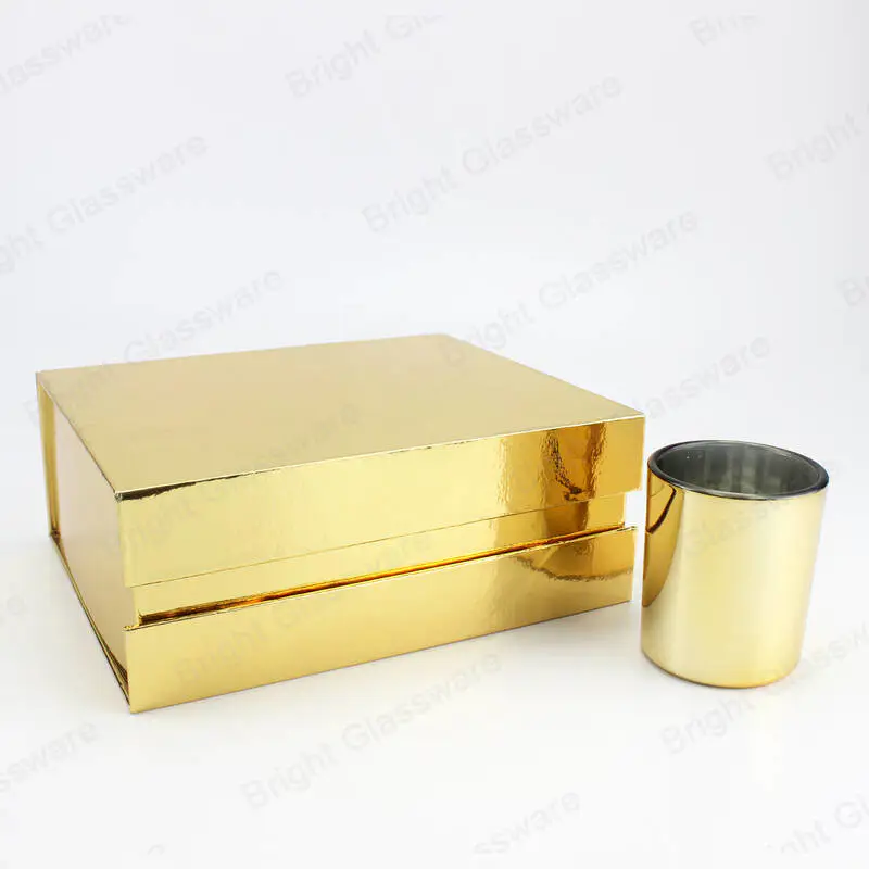 Color dorado 4pcs set tealight cierre magnético cartón vela caja de regalo libro en forma de caja de velas