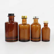 Wholesale Dark Amber Medicine Bottle Mini Bud Vases Centerpiece for Wedding Reception with Polymer Cap