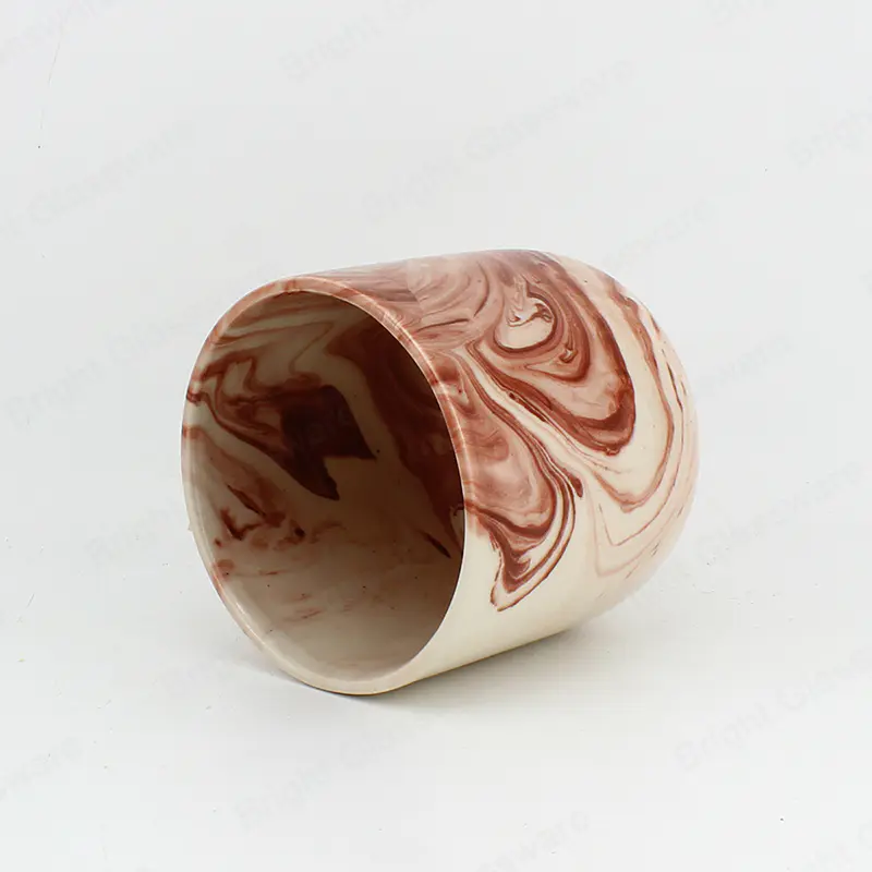 Navidad cilindro decorativo vacío grano de mármol cerámica taza de vela