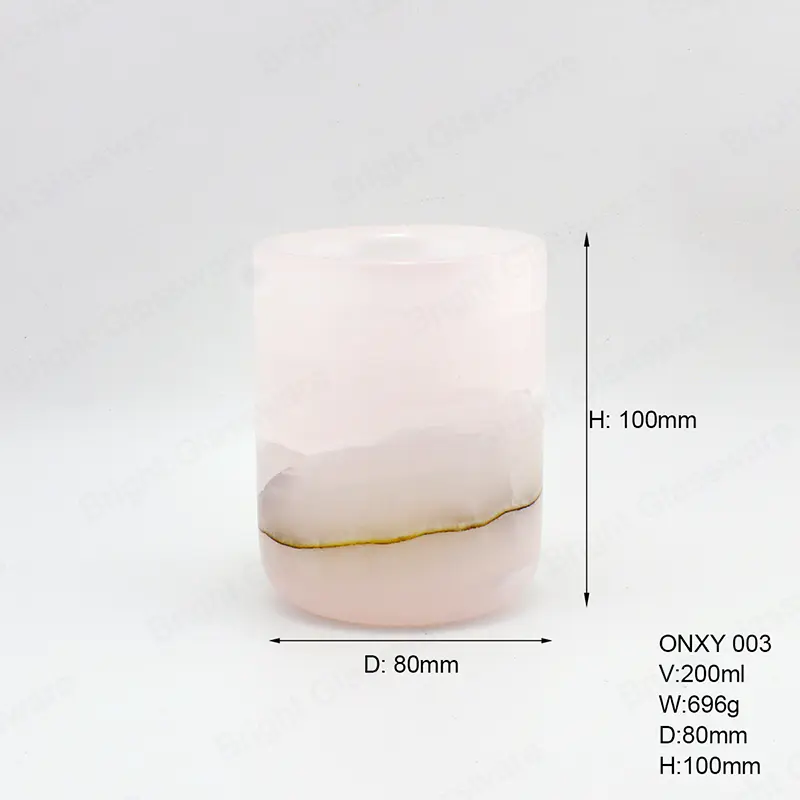 200毫升复古粉红色缟玛瑙大理石蜡烛，用于婚礼装饰
