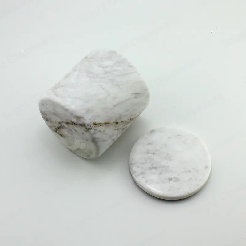 Grand bougeoir en onyx blanc de luxe en pierre de marbre avec couvercle