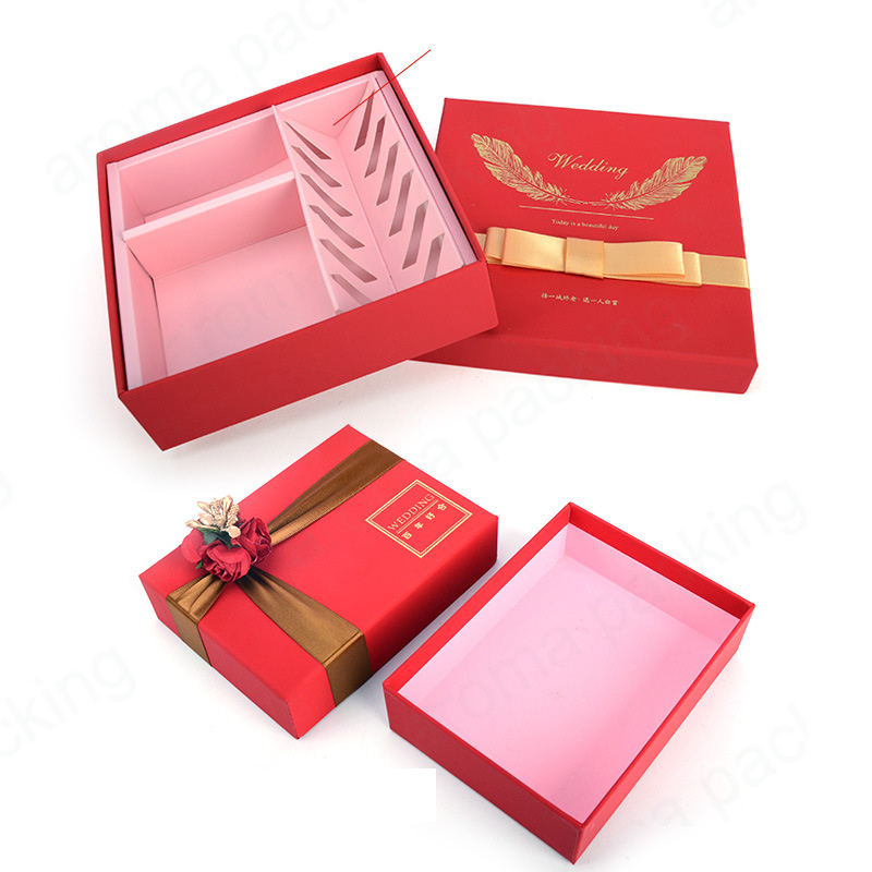 Eco-friendly recycled base and lid candy biscuit cake cookie box with dividers insert for wedding