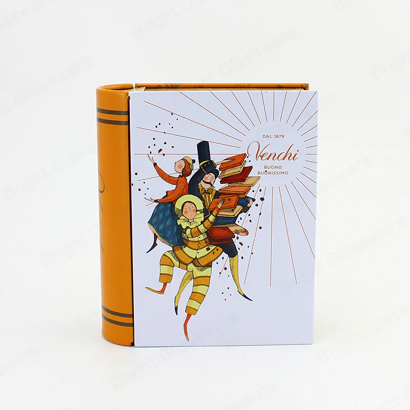 Christmas Book Shape Customized Logo Printing Metal Tin boxes for Candy Gift