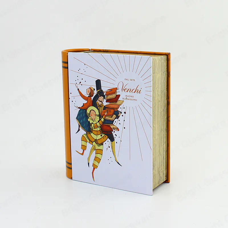 クリスマスブック形状カスタマイズロゴ印刷金属ブリキボックス キャンディーギフト用