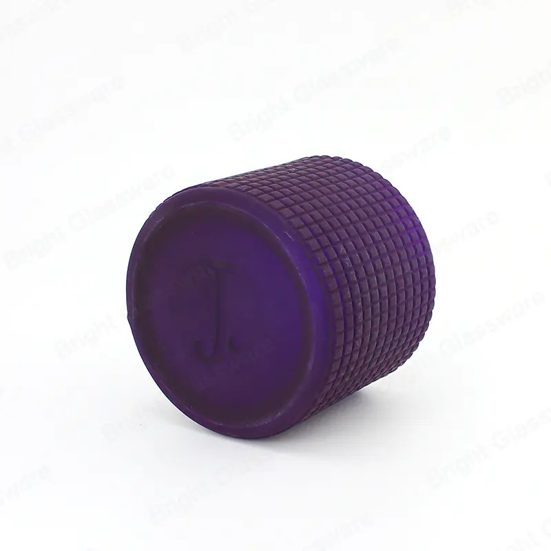キャンドル用の卸売ユニークな空のエンボス加工紫色ガラス瓶