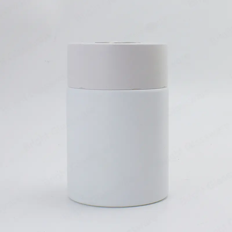 Белый цилиндр Стеклянный парфюмерный флакон Диффузор с черной крышкой