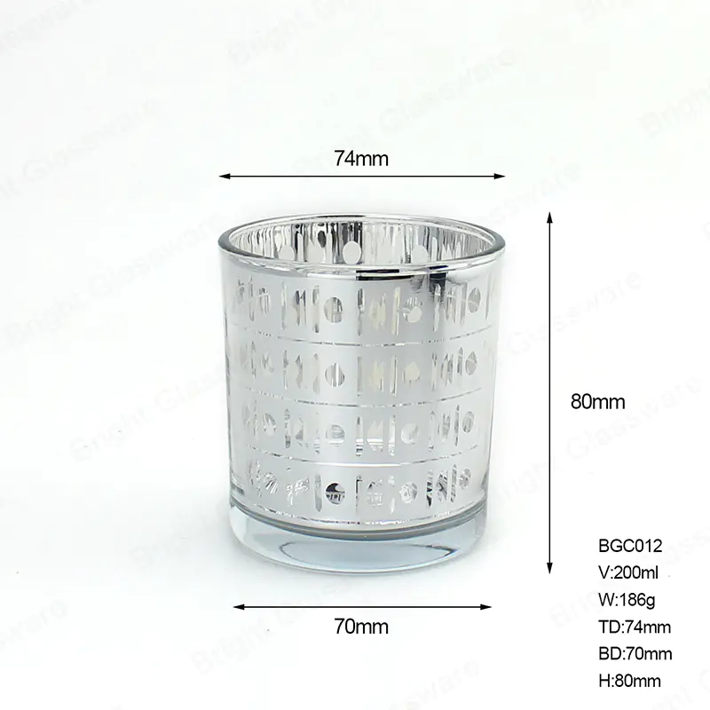 200ml de plata holográfica galvanoplastia de vidrio frascos de vela