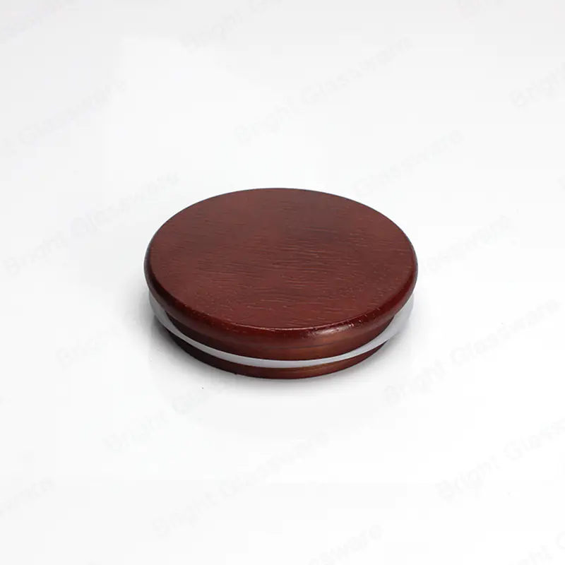 Colored smooth sealed brown pine wooden candle lids for glass candle jars