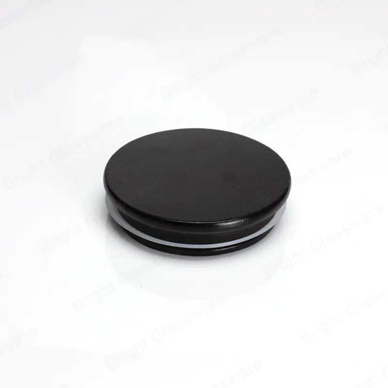 Wholesale customized black pine wooden candle lids for candle jar