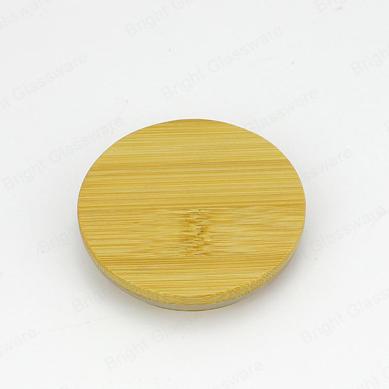Высококачественные круглые бамбуковые крышки для свечей с силиконовым кольцом