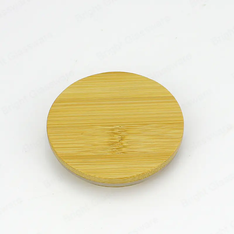 High quality customize round bamboo candle lids with silicone ring