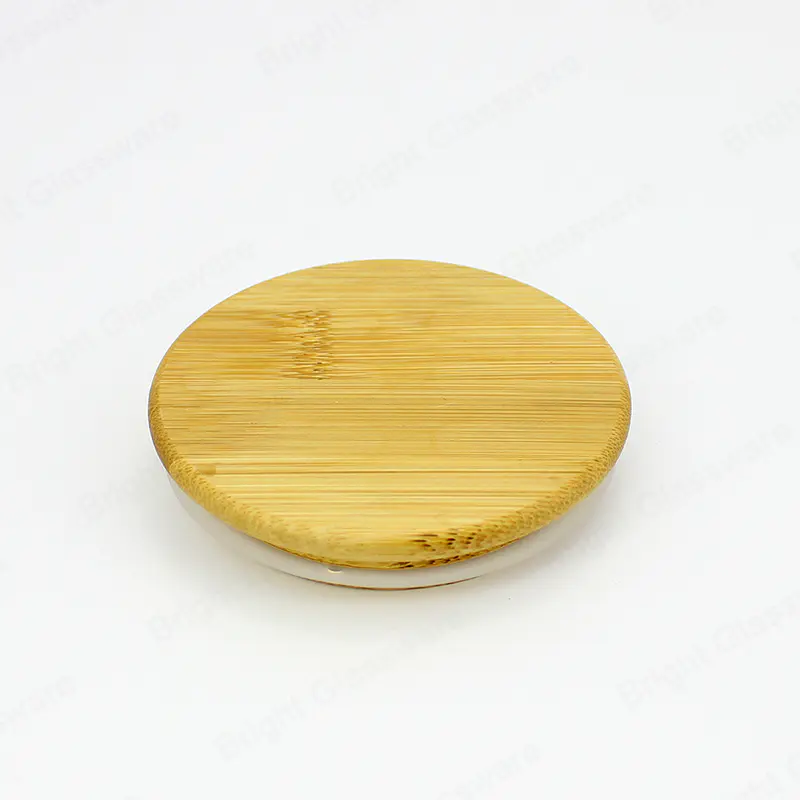 Tapas de velas redondas de bambú personalizadas de alta calidad con anillo de silicona