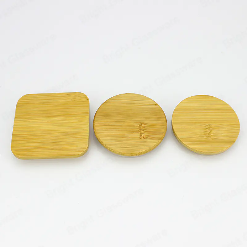 Tapas de velas de bambú cuadradas personalizadas de alta calidad con anillo de silicona