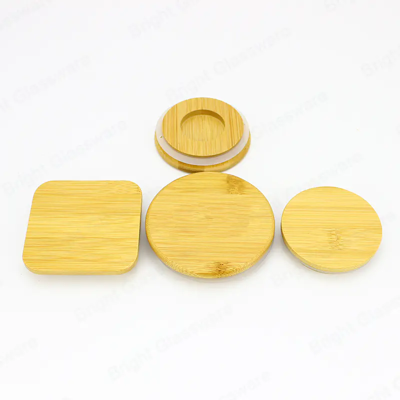 Высококачественные круглые бамбуковые крышки для свечей с силиконовым кольцом