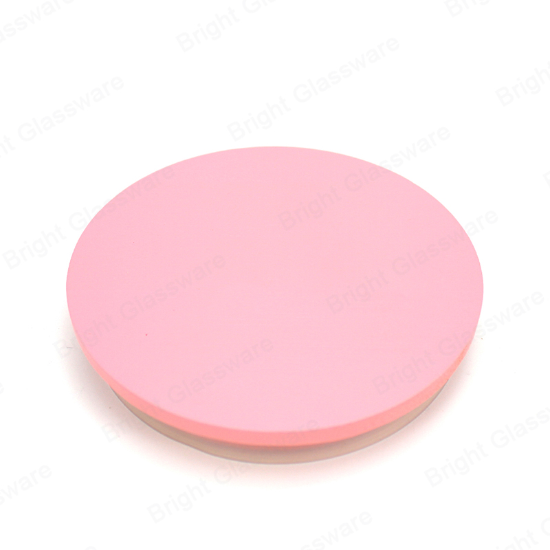 Оптовая продажа по индивидуальному заказу круглые розовые бамбуковые крышки для свечей с силиконовым кольцом