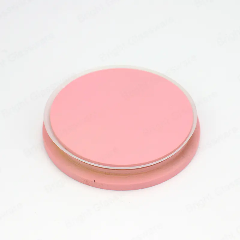批发定制带硅胶环的圆形粉红色竹烛盖