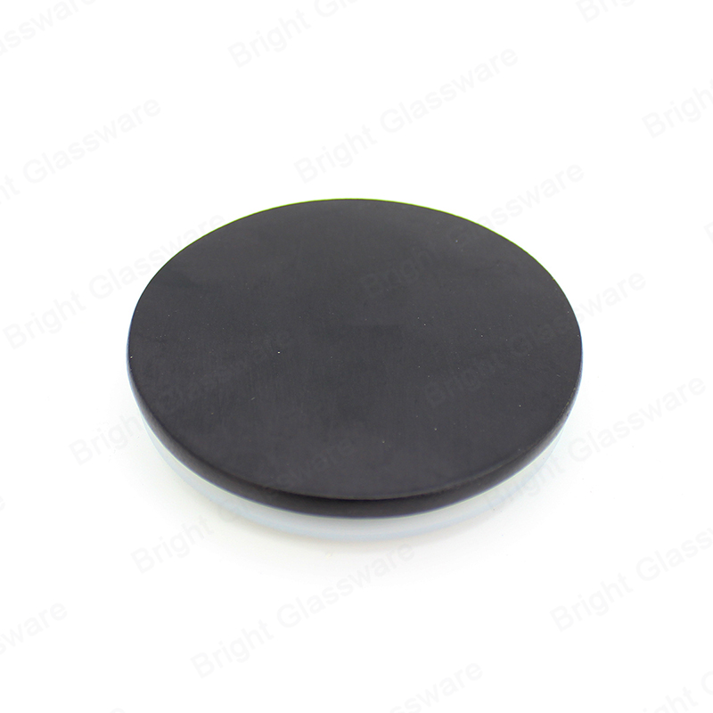Factory price customized round black bamboo candle lids with silicone ring