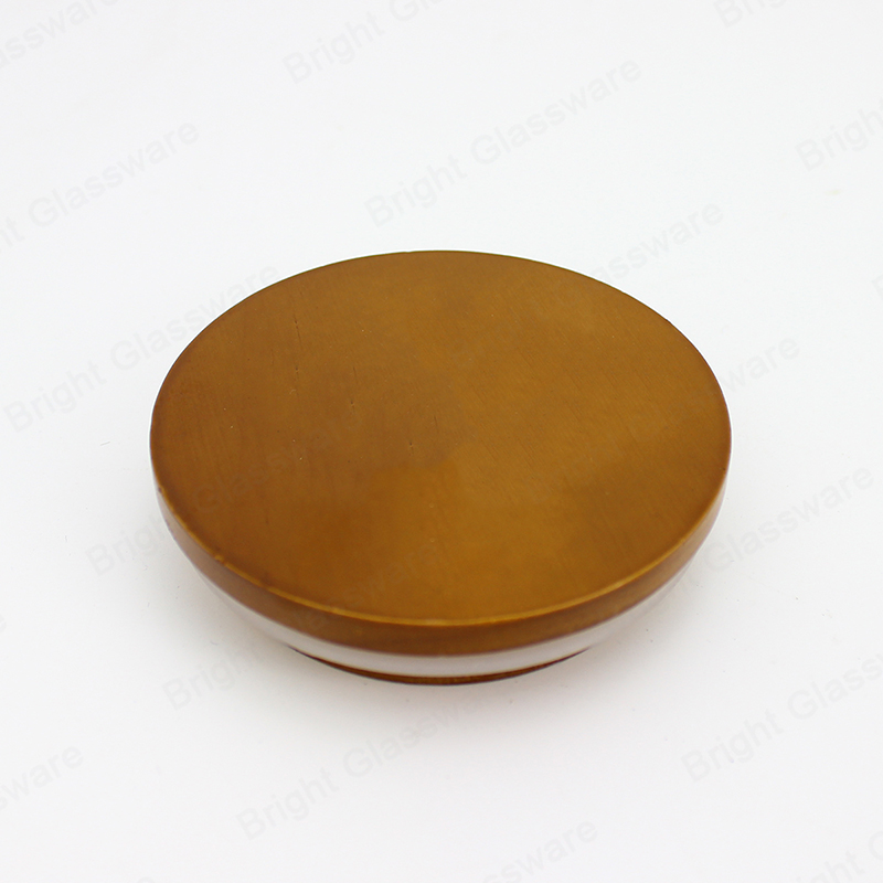 Customized brown rubber wooden candle lids with silicone ring