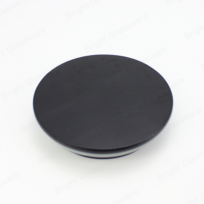 Customized black rubber wooden candle lids with silicone ring for candle jar