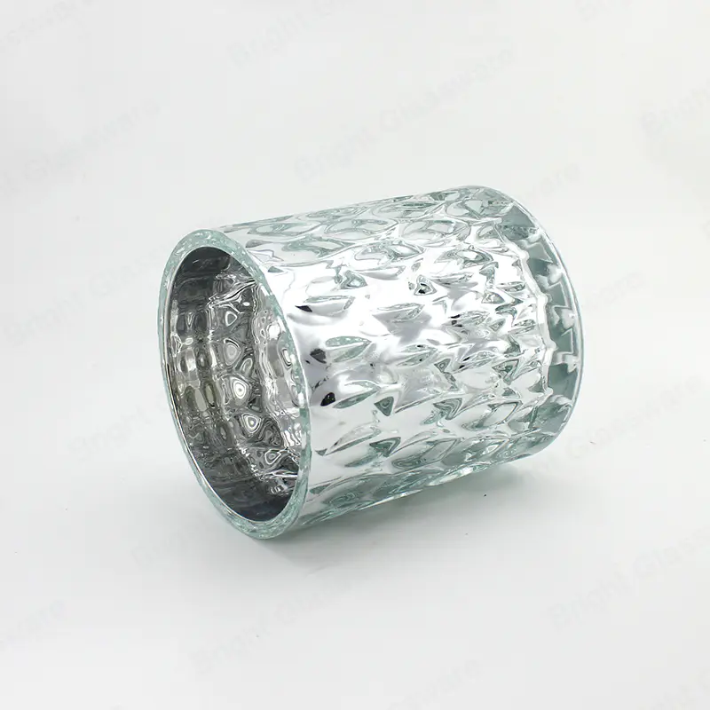 银色全息电镀玻璃蜡烛罐