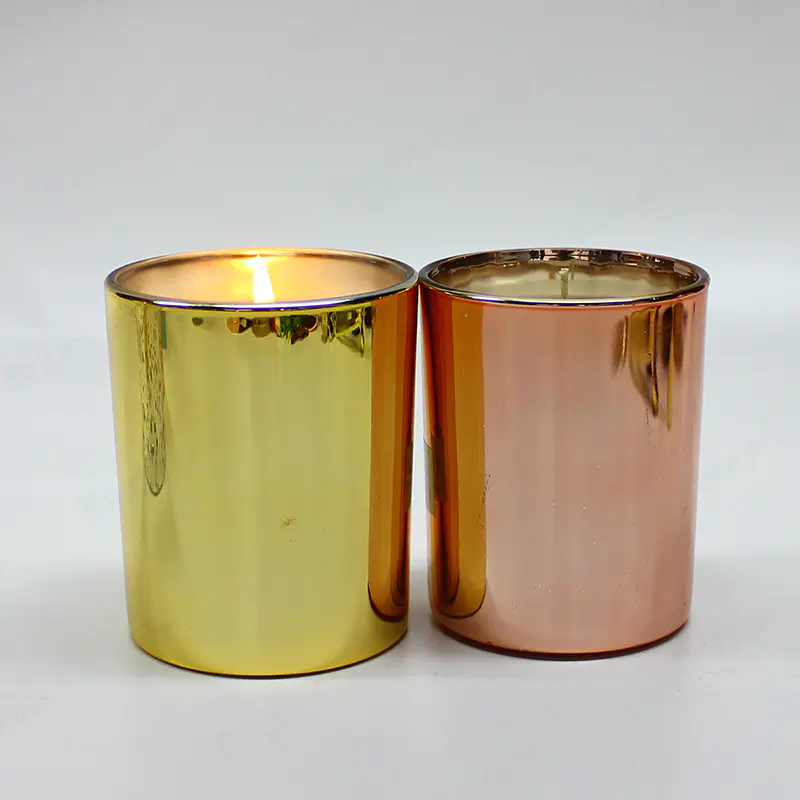 Lujo de oro holográfico galvanizado frascos de velas de vidrio galvanizado