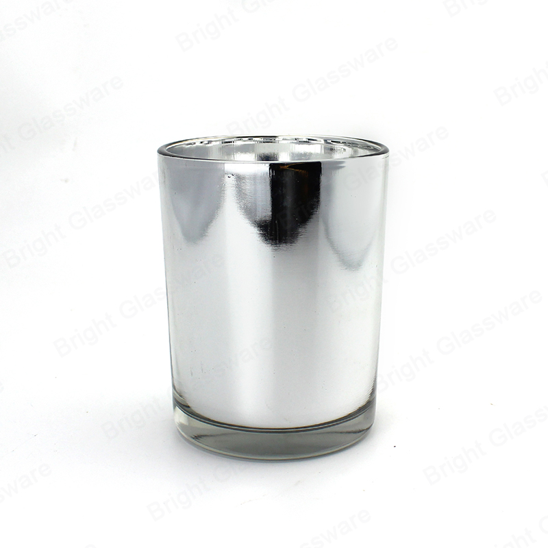 550ml Empty Holographic Electroplated Silver Glass Candle Jars