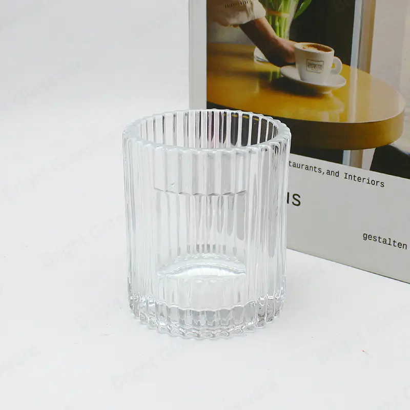 200ml de bocaux de bougies en verre transparent gaufrés vides pour la fabrication de bougies