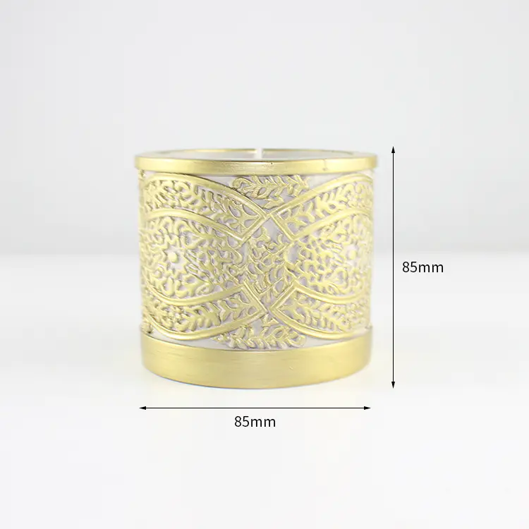 Golden Hollow Out Round Shape Concrete Candle Holder