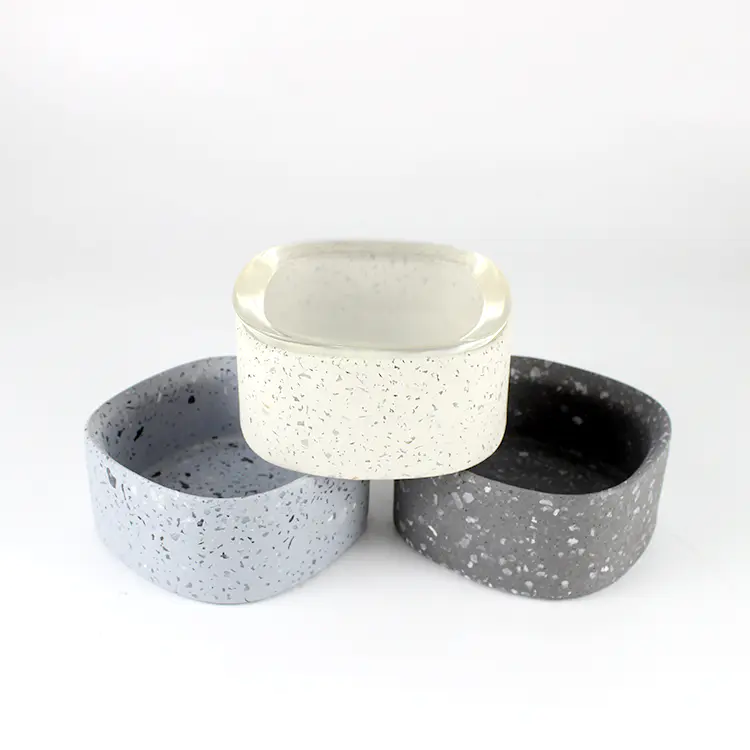 Wholesale Terrazzo Style Concrete Candle Holder with Lid