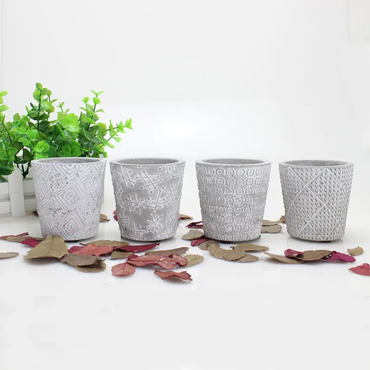 Perfect Design Carving Pattern Concrete Candle Holder for Sale