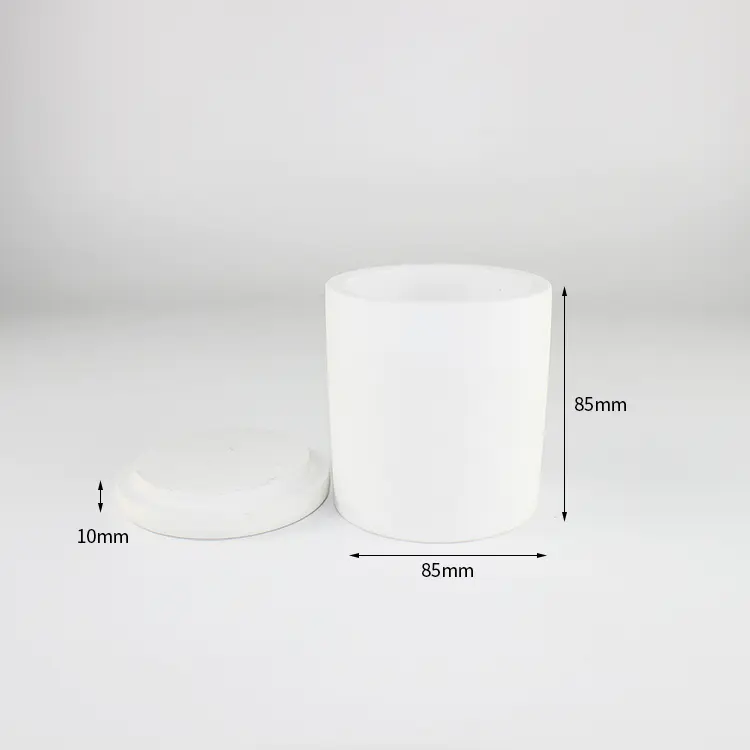 Matériau naturel Porte-bougie en béton de couleur blanche avec couvercle
