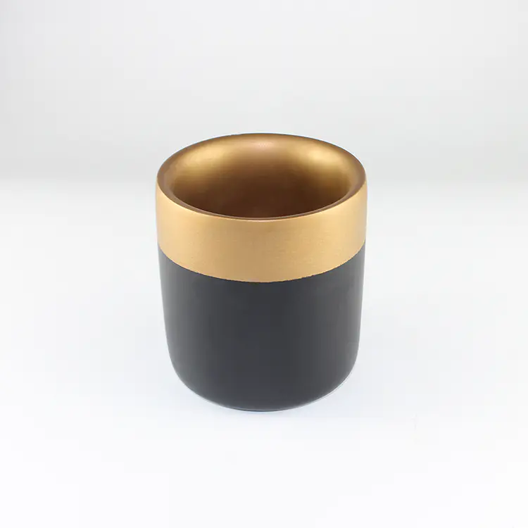 Custom Design Matte Gold Black Concrete Candle Holder